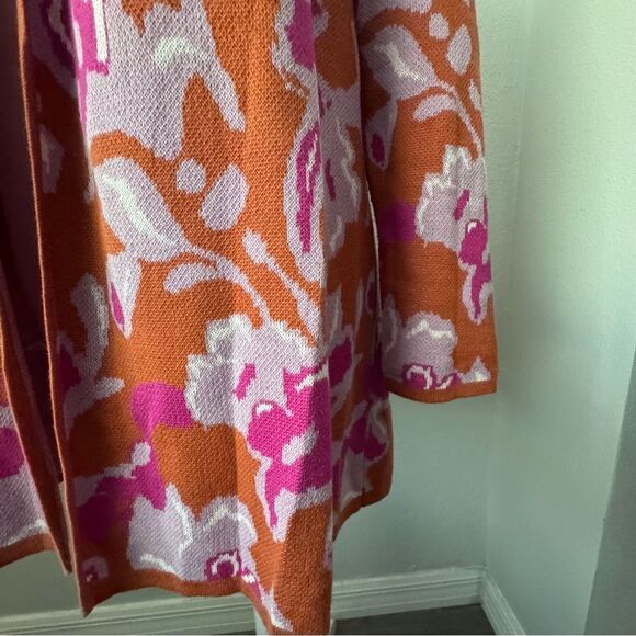 Soft Surroundings Cardigan Leslie Pink Orange Floral Casual Flowy Sweater Size M - Picture 11 of 15